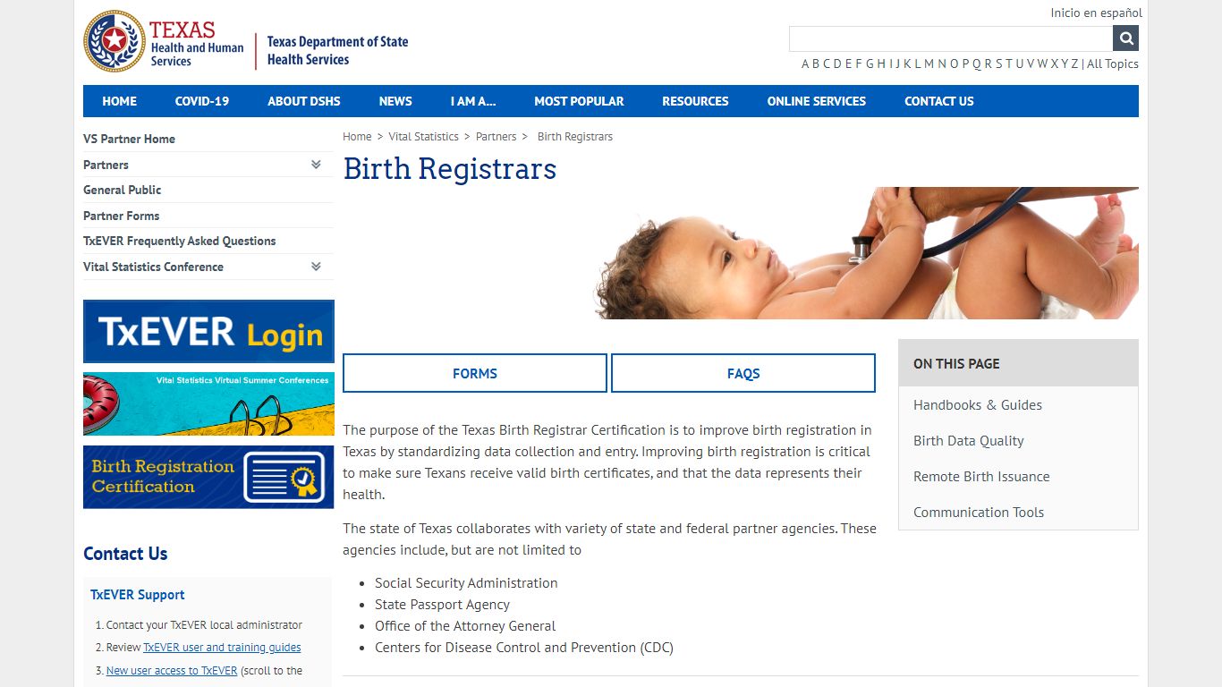 Birth Registrars - Texas Department of State Health Services